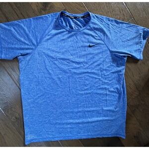 Nike Swim Dri-FIT Mens Blue Heather Short Sleeve Rash Guard Swim Shirt XL